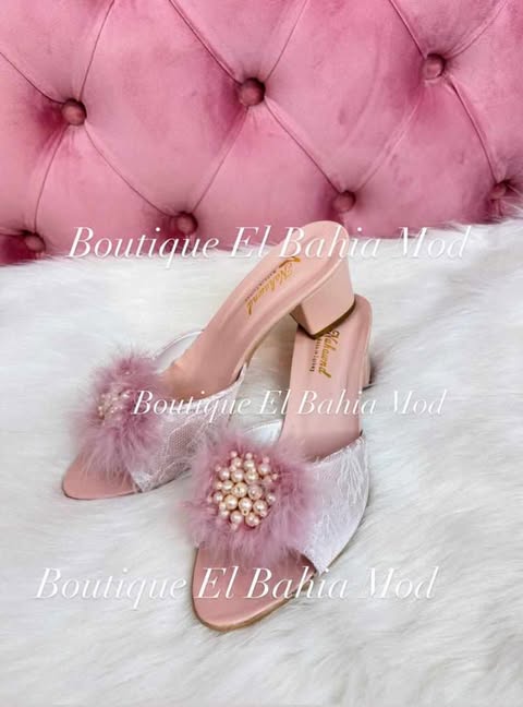 Mule talon carré rose