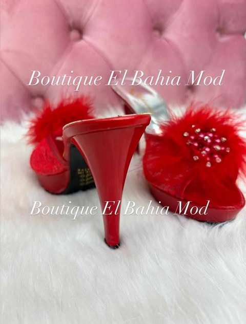 Mule talon haut rouge