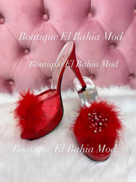 Mule talon haut rouge