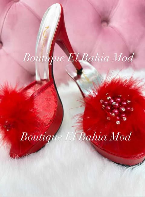Mule talon haut rouge