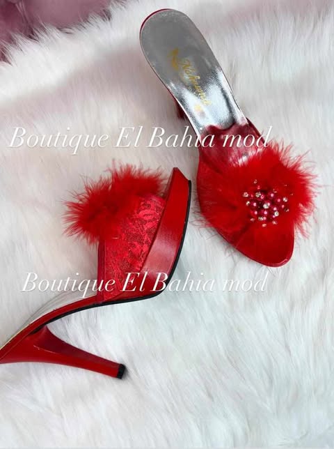 Mule talon haut rouge